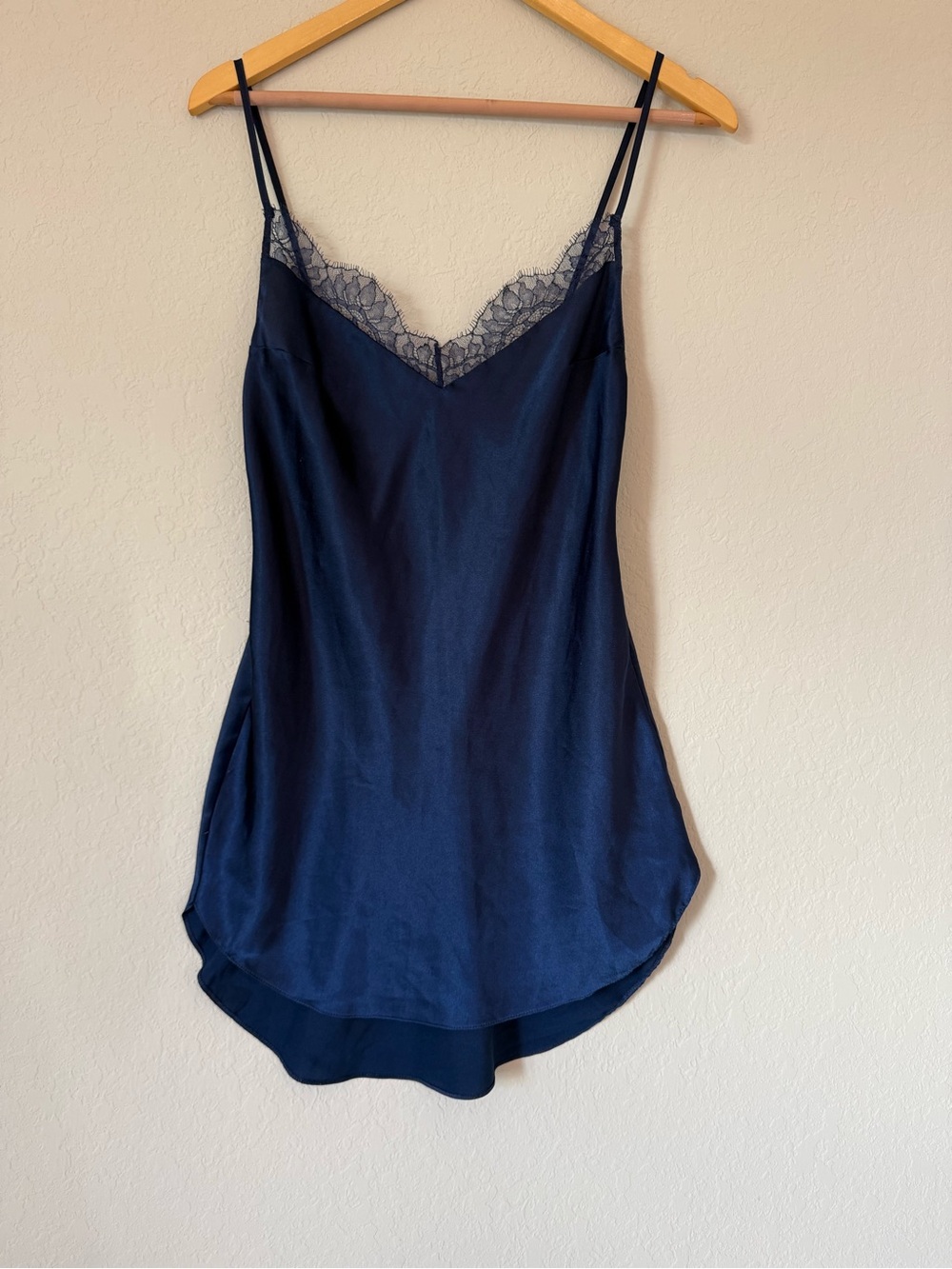 Victoria's Secret Navy Lace-Trim Silk Slip
